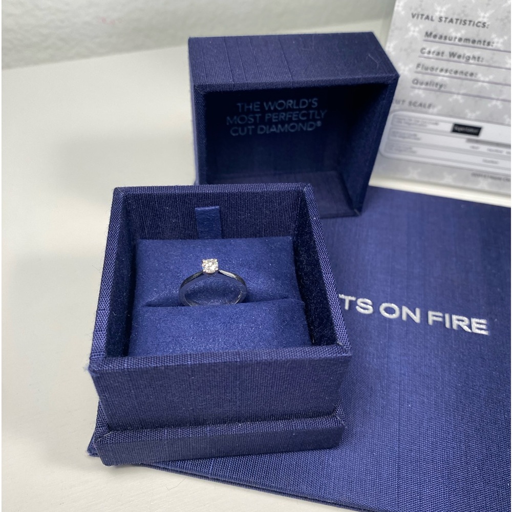 Platinum Diamond .244 HEARTS ON FIRE (SZ4) 1/4cttw Solitaire Engagement Ring COA - Picture 6 of 14